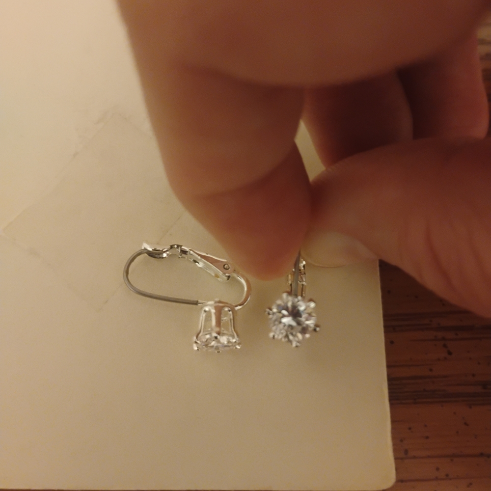 Source Unknown Silver Sparkling Earrings